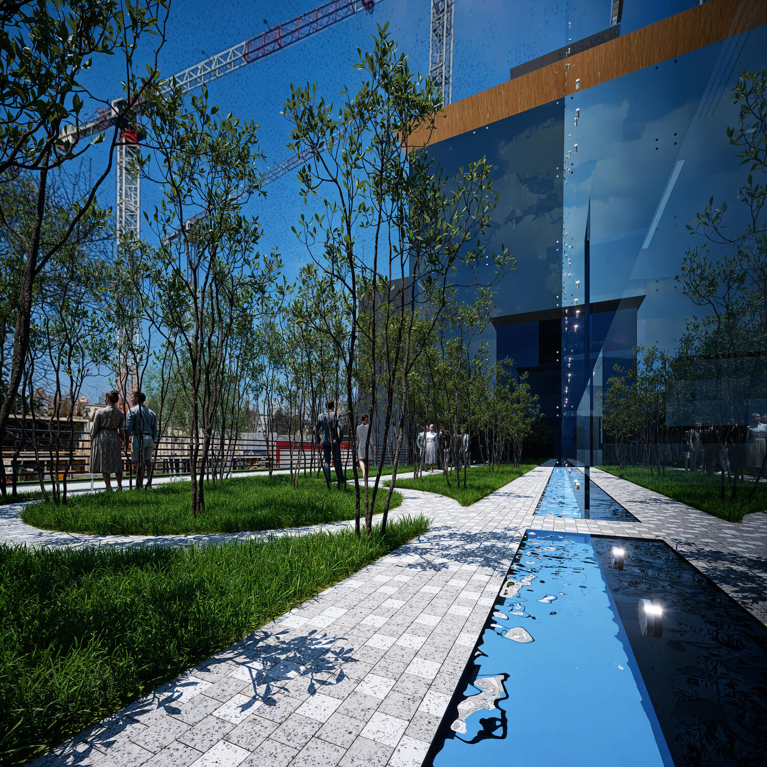 Biurowiec CFI taras nad halem wejściowym